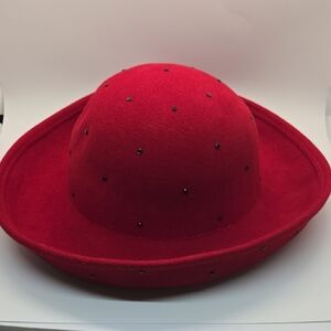 Scala Chic Red Women's Hat with Black Accents